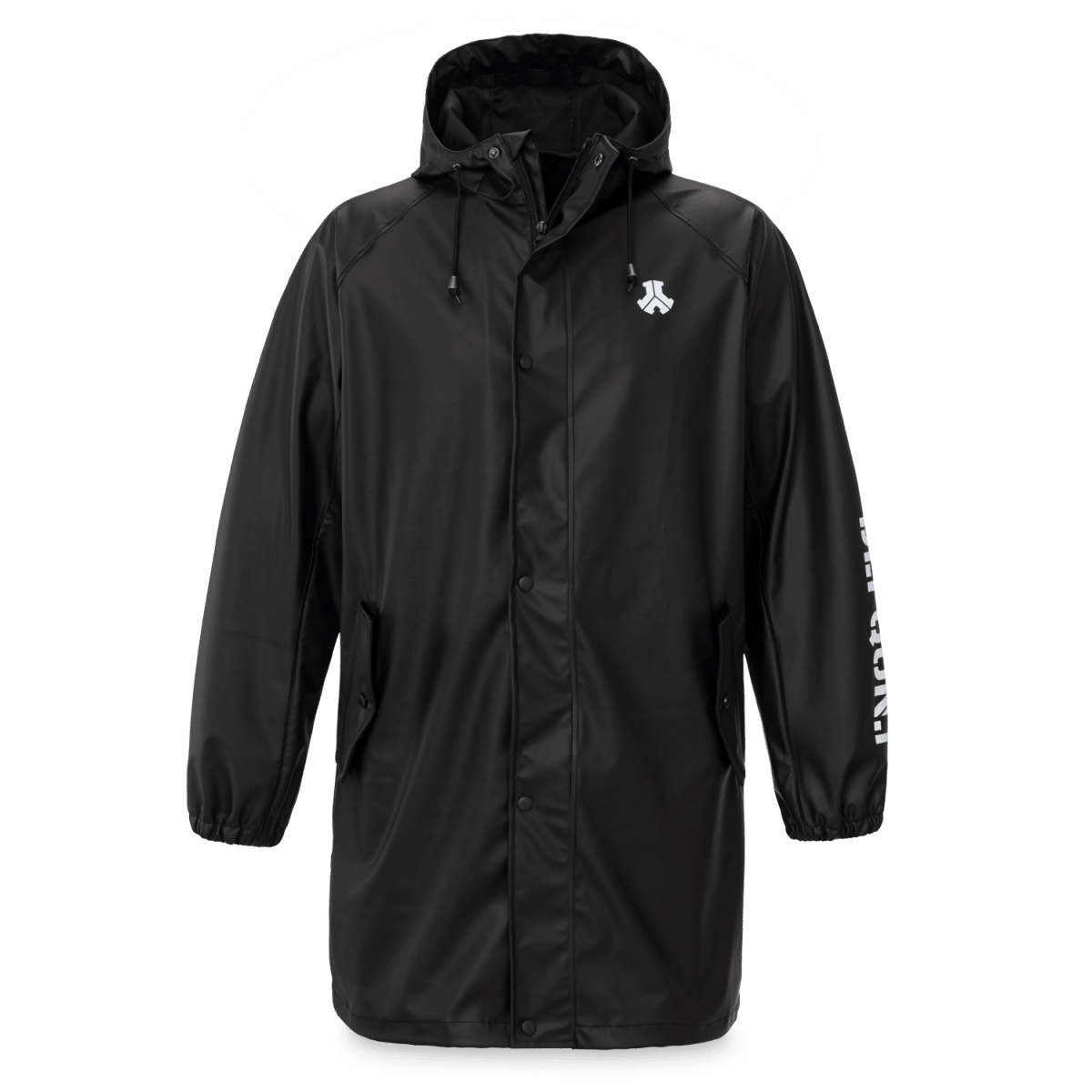 Defqon.1 Hardstyle Raincoat – Black with Printed Logos & Double Zipper Defqon.1 Hardstyle Raincoat – Black with Printed Logos & Double Zipper