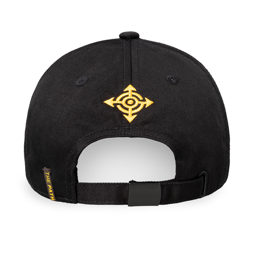 Black Defon.1 cap with a yellow logo on the back against a white background