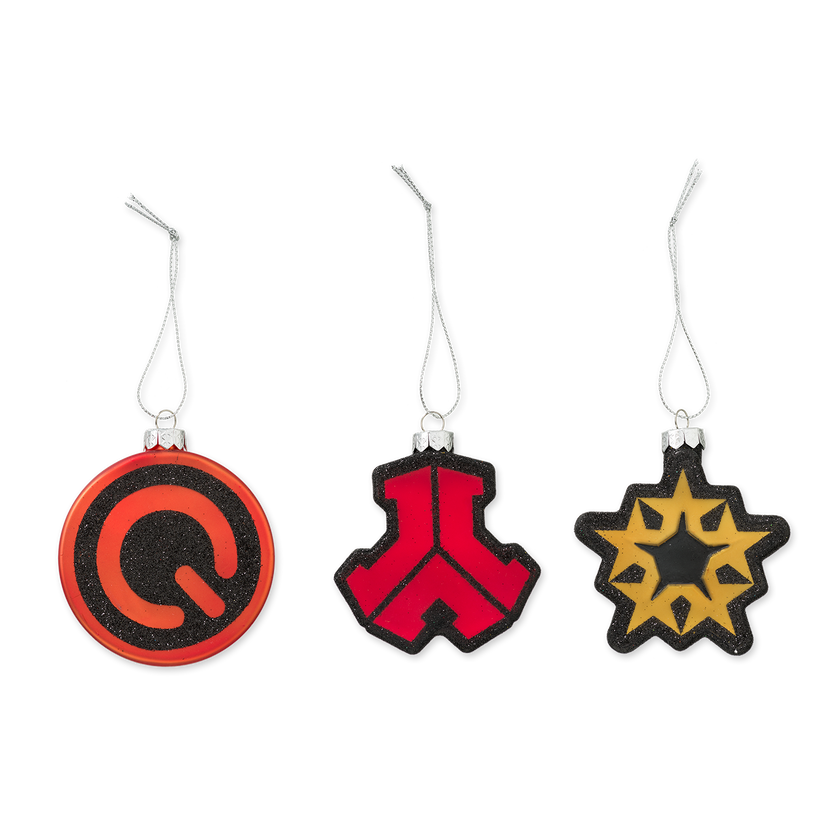 Q-dance Christmas glass ornaments