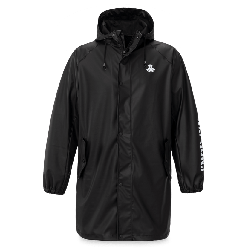 Defqon.1 Hardstyle Raincoat – Black with Printed Logos & Double Zipper Defqon.1 Hardstyle Raincoat – Black with Printed Logos & Double Zipper